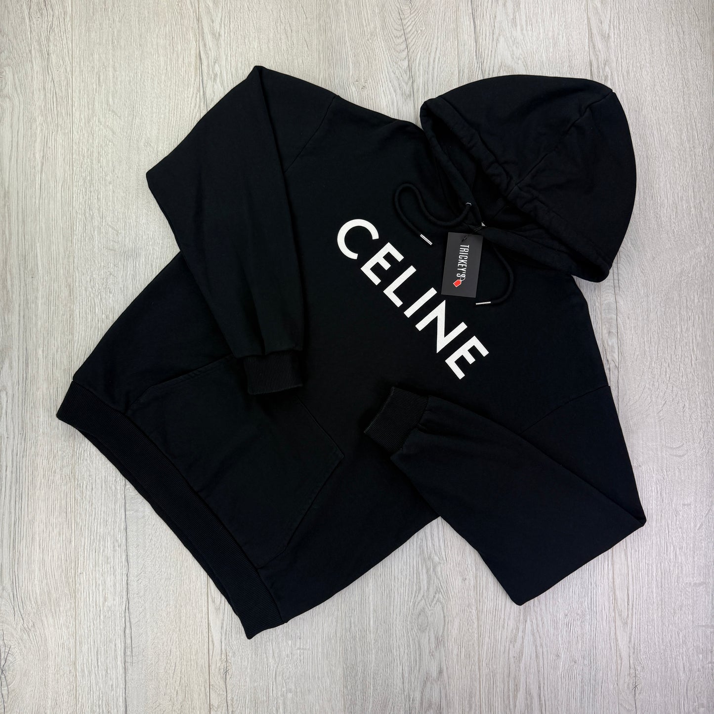 Celine Men’s Black Loose Pullover Hoodie - Medium