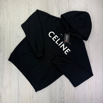 Celine Men’s Black Loose Pullover Hoodie - Medium