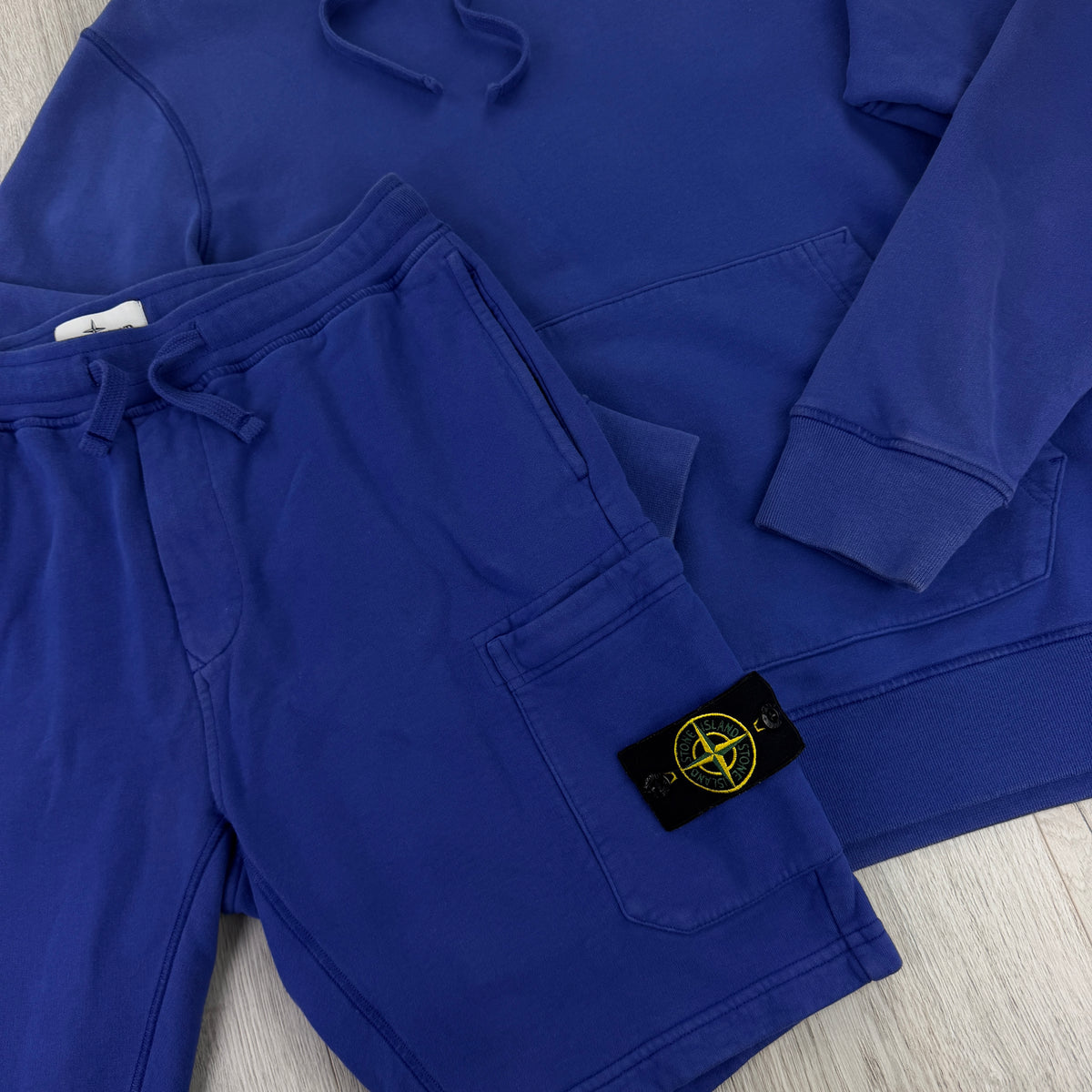 Stone Island Men’s Royal Blue Hoodie & Shorts Set - Large