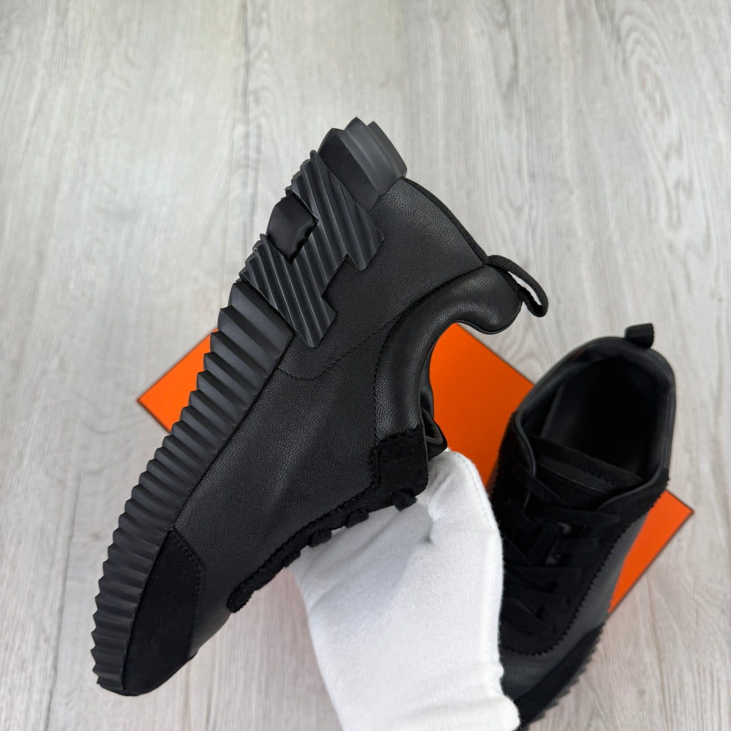 Hermes Men’s All Black Suede Bouncing Sneakers - 42.5 Fit Uk 8.5)