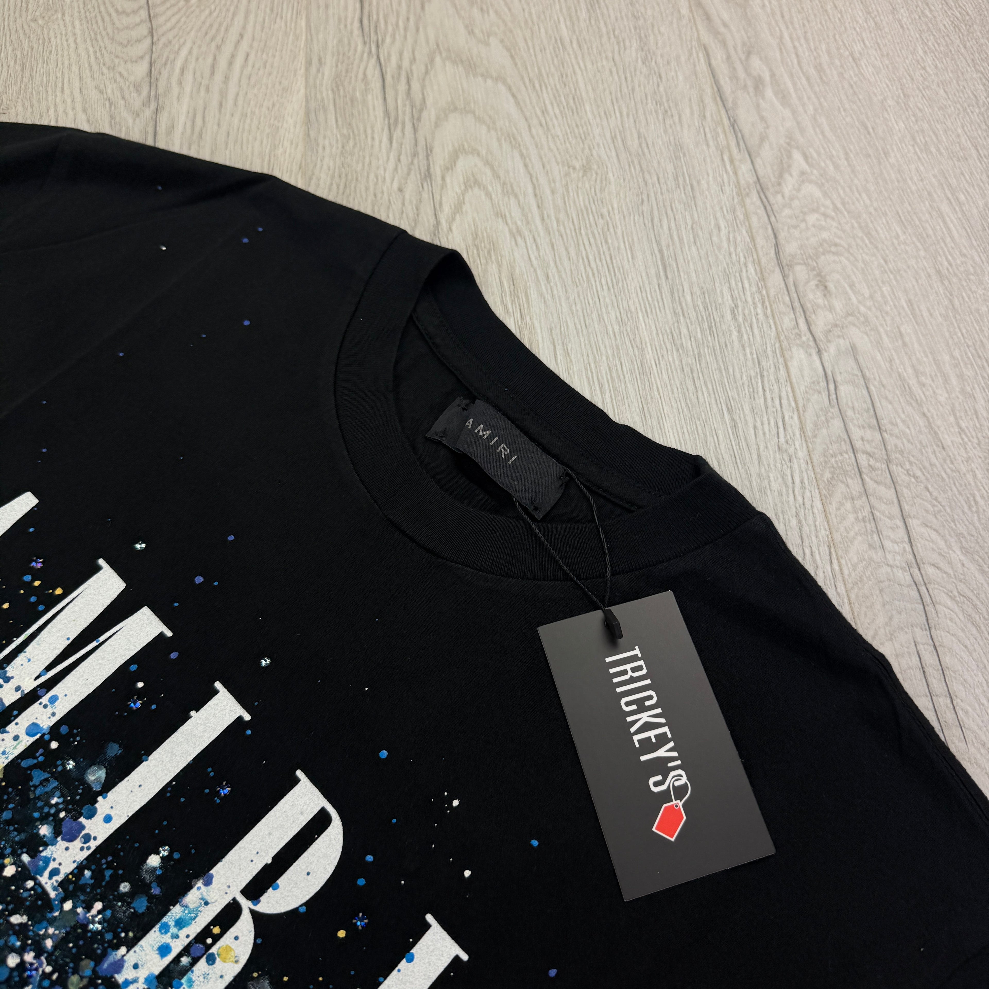 Amiri Men’s Black Crystal Core Logo Painter T-shirt