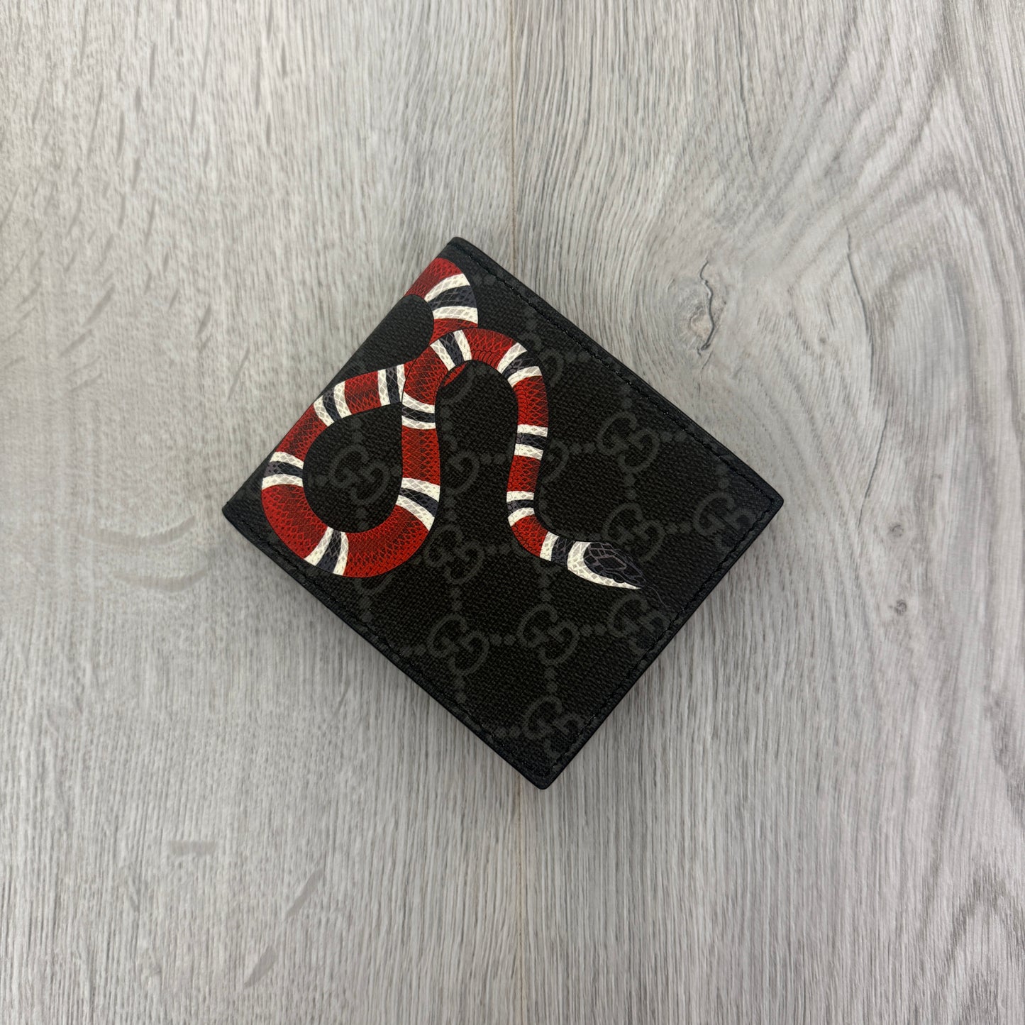 Gucci Men’s Black GG Supreme Kingsnake Wallet