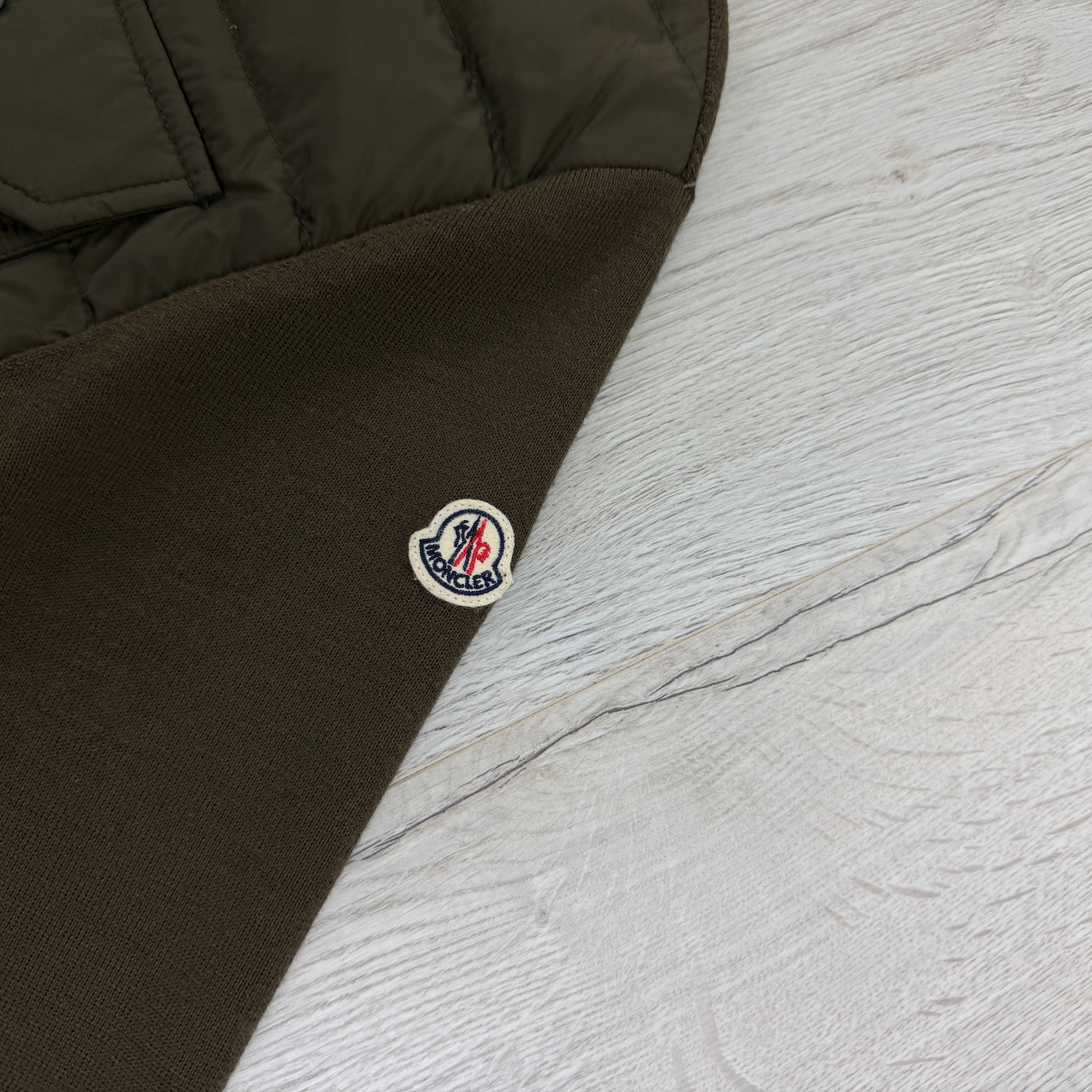 Moncler Men’s Olive Button Up Cardigan - Large Slim