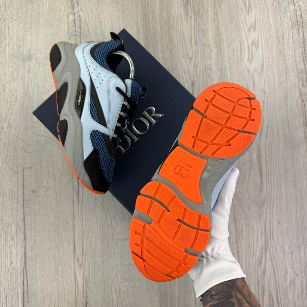 Dior B22 Light Blue Runners Orange Bottom Trainers