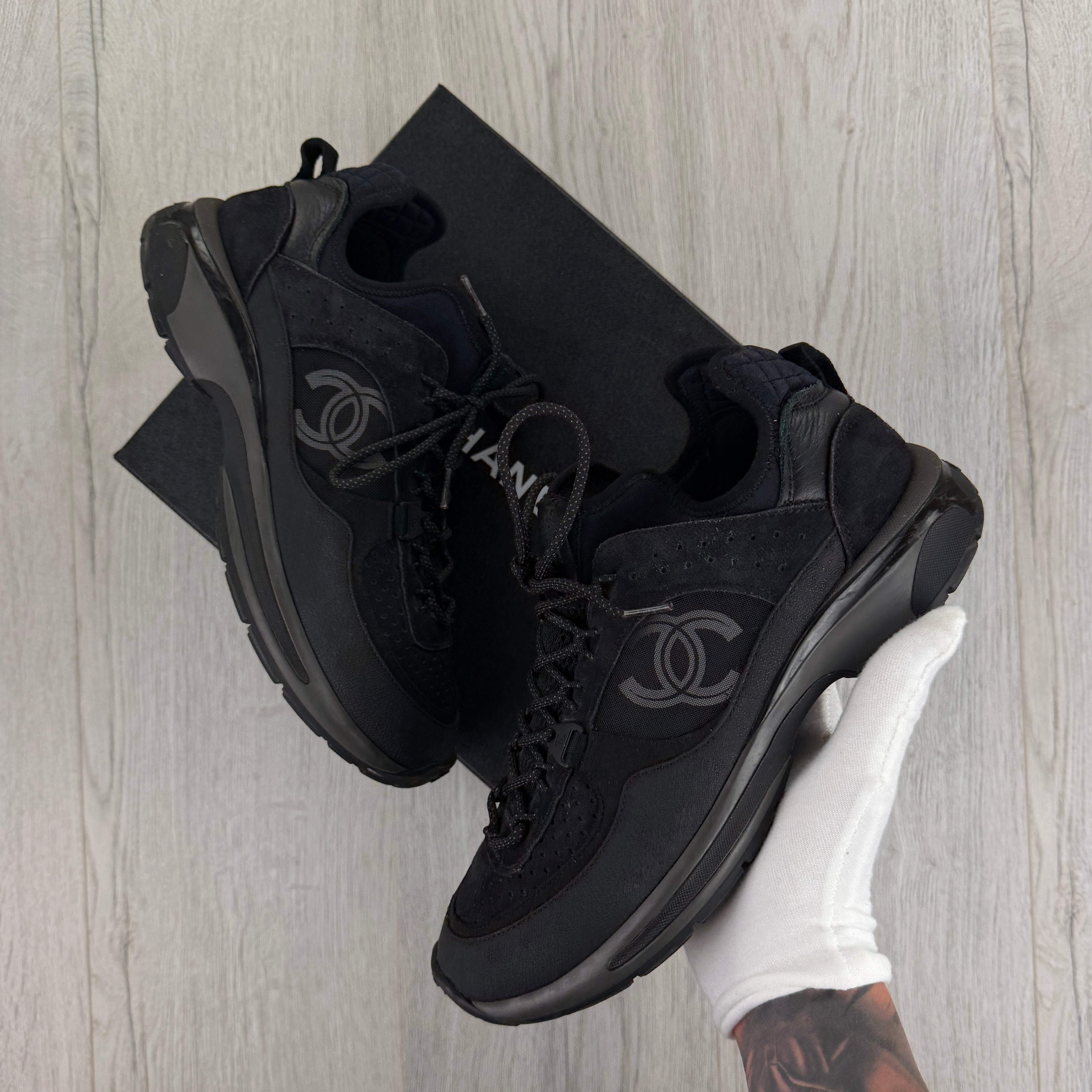 Chanel Men’s  Black CC Runners - Uk 8