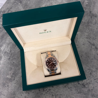 Rolex Men’s Datejust Steel & Rose Watch (Chocolate Face) - 2020