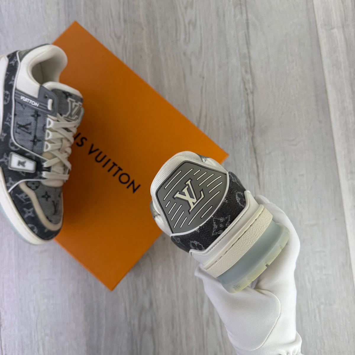 Louis Vuitton Men’s Grey / White Monogram Low Trainers - Uk 9.5 (Fit 10/10.5)