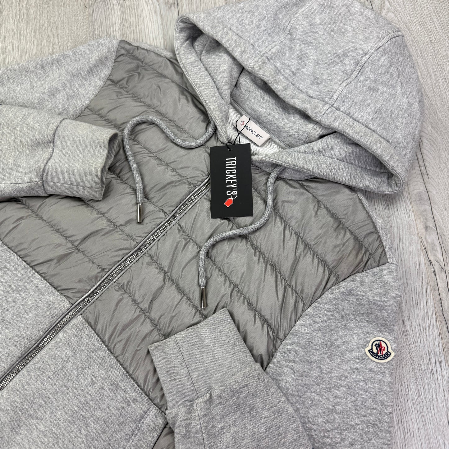 Moncler Men’s Maglia Grey Zip-up Hoodie Reflective Sleeves - Medium