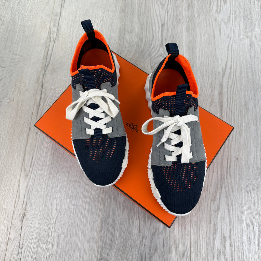 Hermes Men’s Navy & Orange Bouncing Sneakers - 41 (Fit Uk 7)