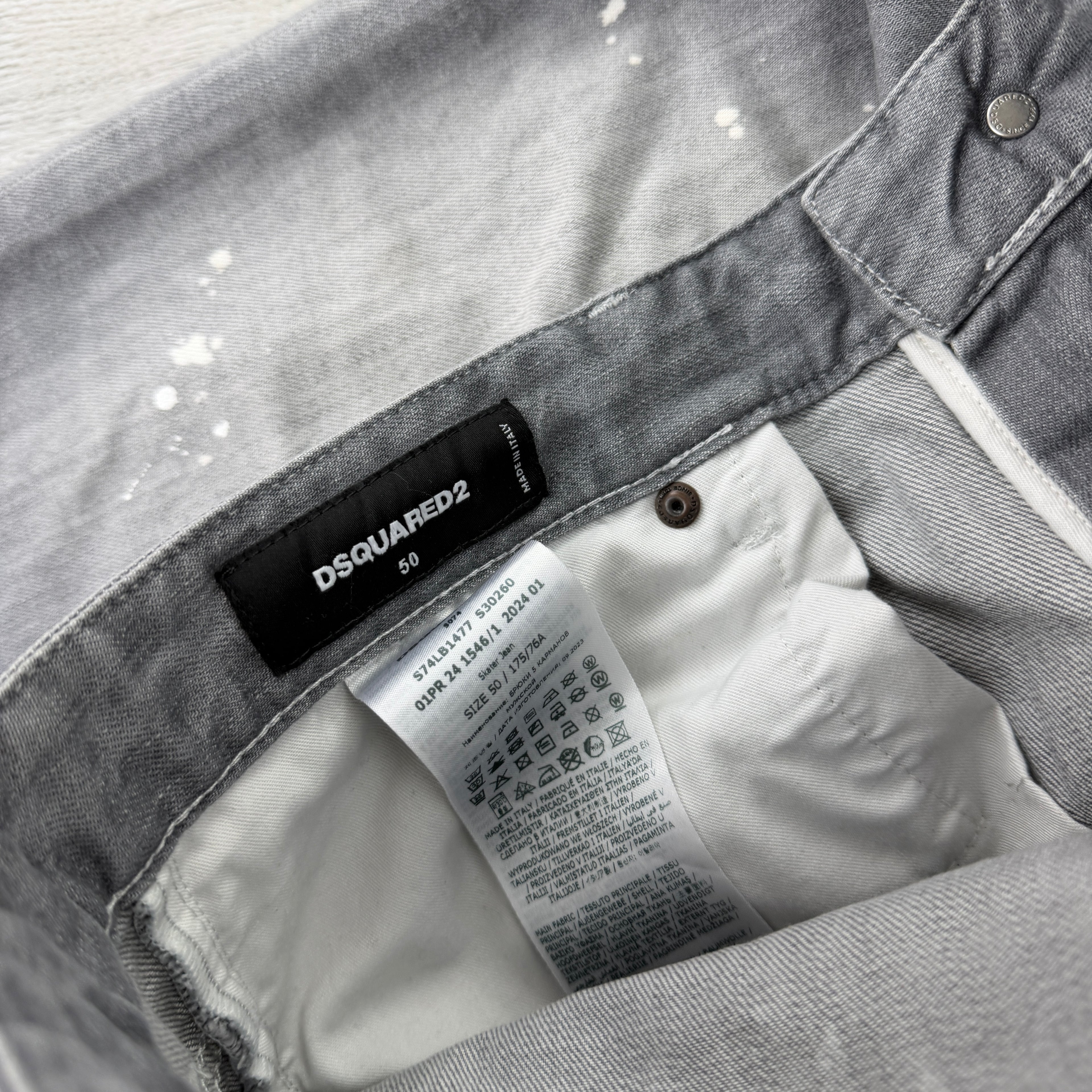 Dsquared2 Men’s Grey Distressed Jeans - 50 (Uk 32/33)