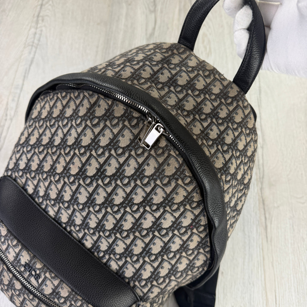 Christian Dior Beige and Black Oblique Jacquard Men’s Backpack