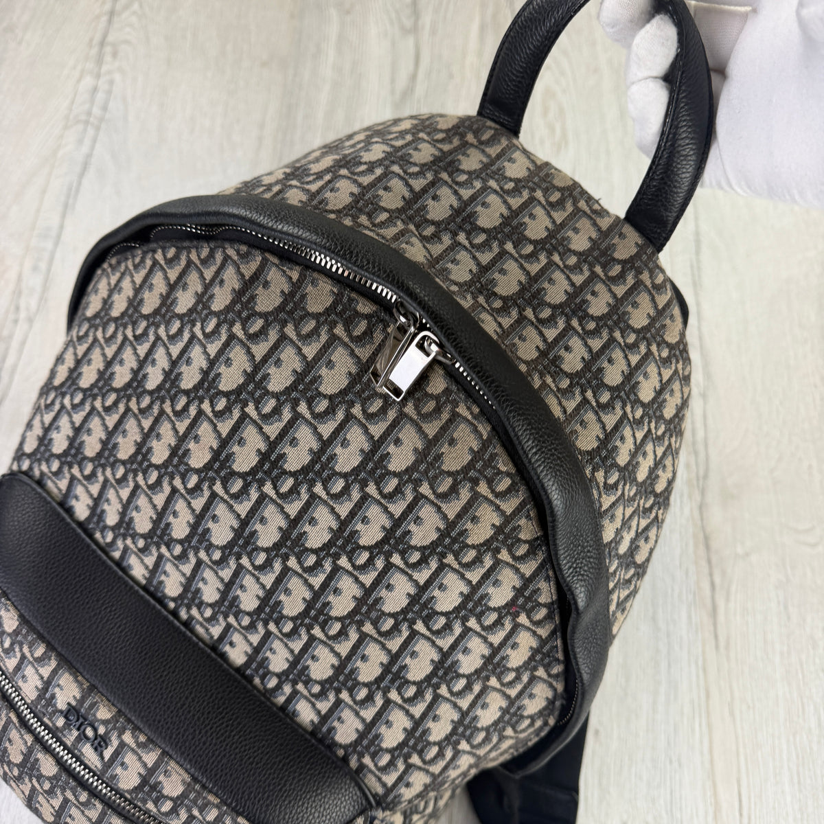 Christian Dior Beige and Black Oblique Jacquard Men’s Backpack