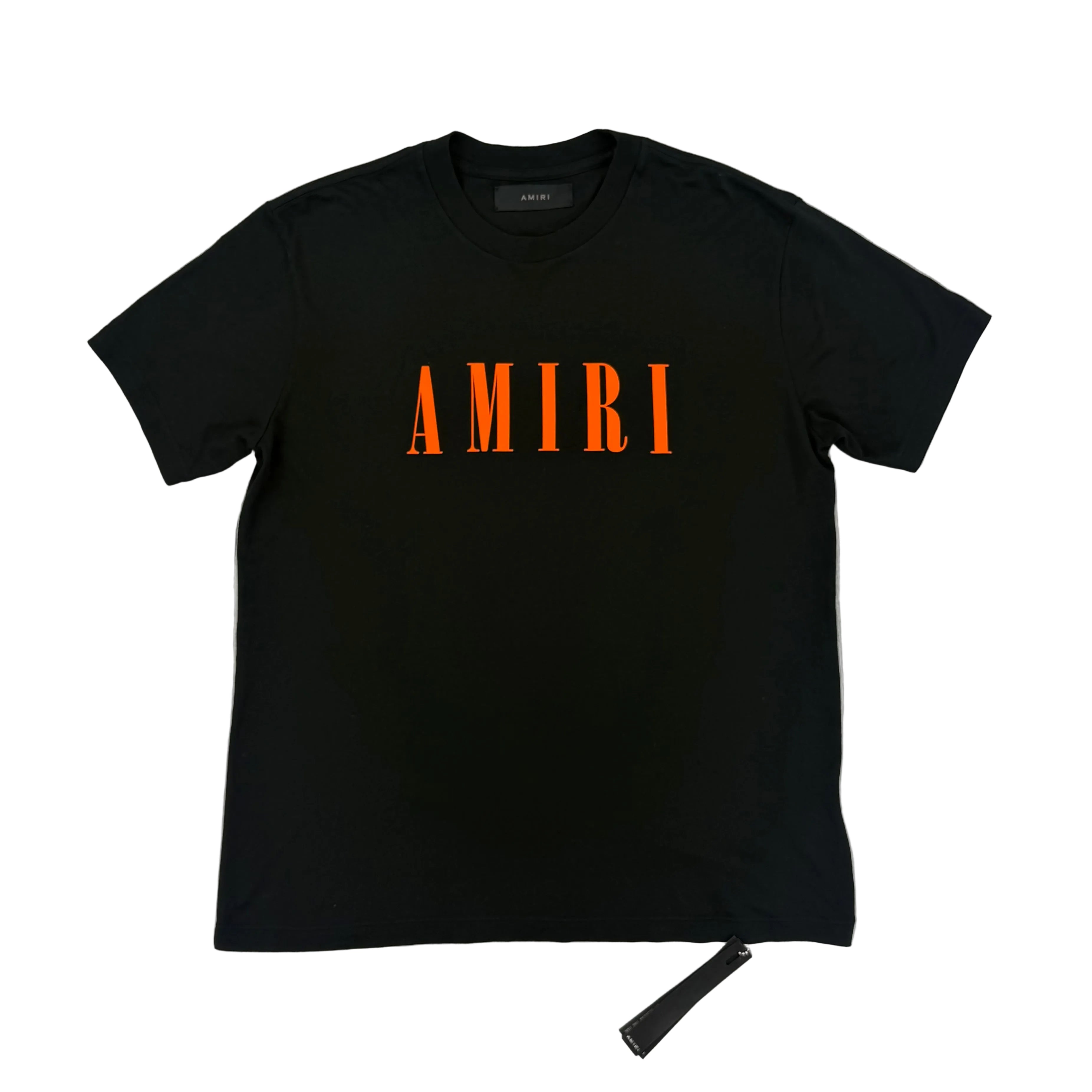 Amiri Men’s Black T-shirt Orange Logo - XS