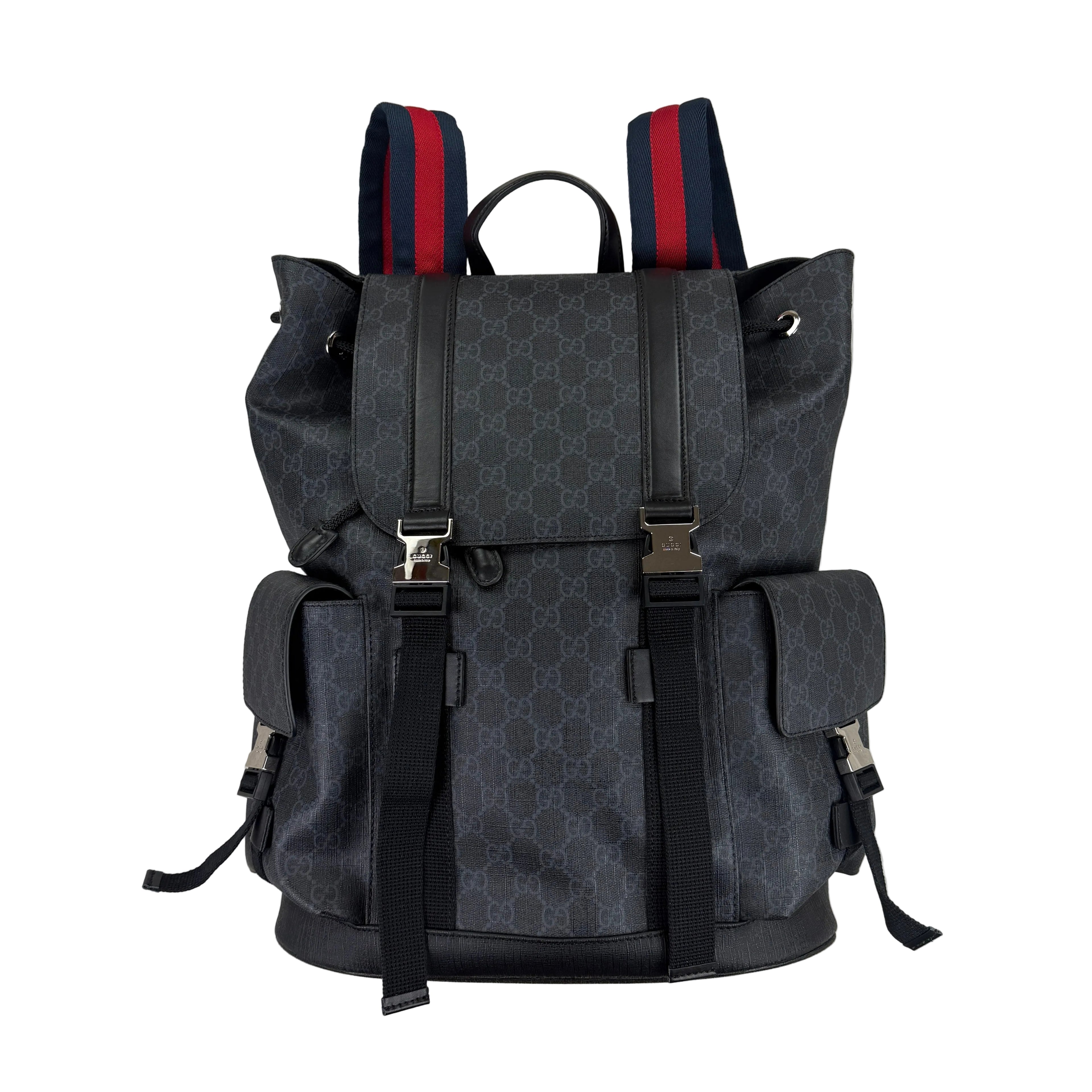 Gucci Mens GG Supreme Web Backpack
