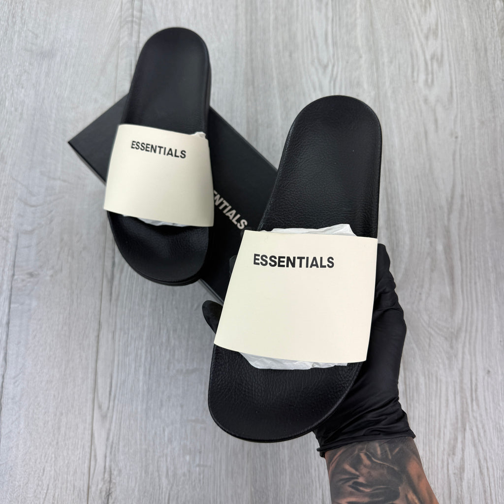 Essentials Men’s Black & Beige Sliders