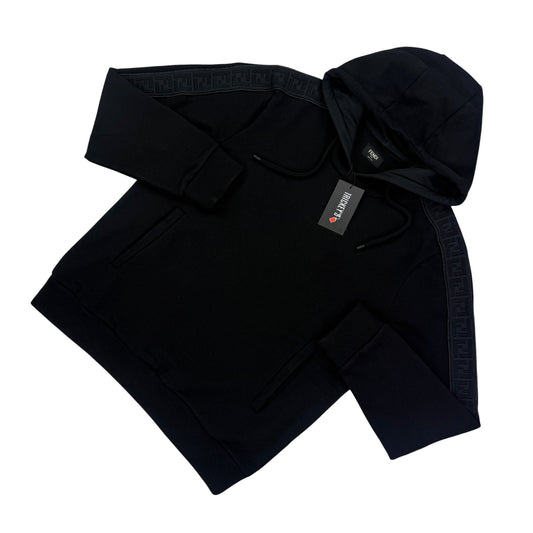 Fendi Men’s Black Pullover Hoodie FF Logo Down Sleeve - Medium