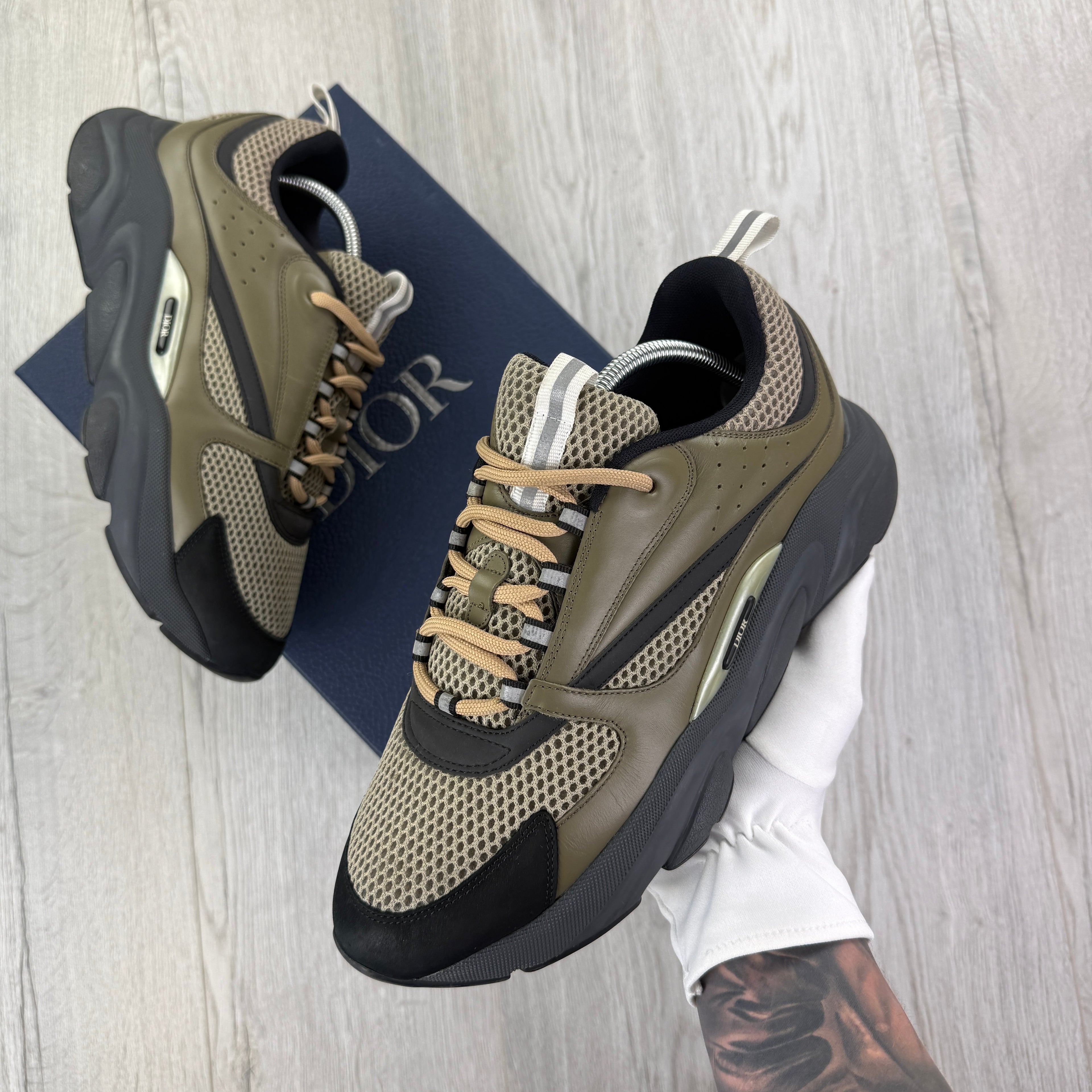 Dior B22 Men’s Khaki Grey Runners - 44 (Fit Uk 9.5)