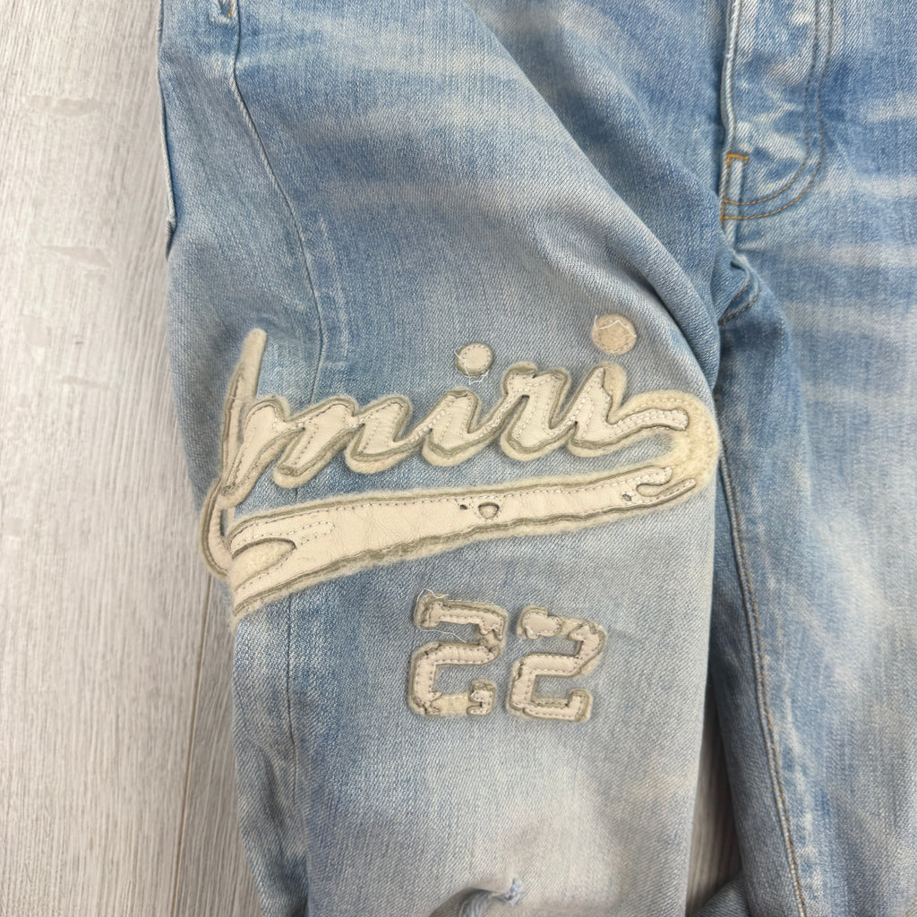 Amiri Men’s Blue Denim Jeans With Side Logo - 34 Slim