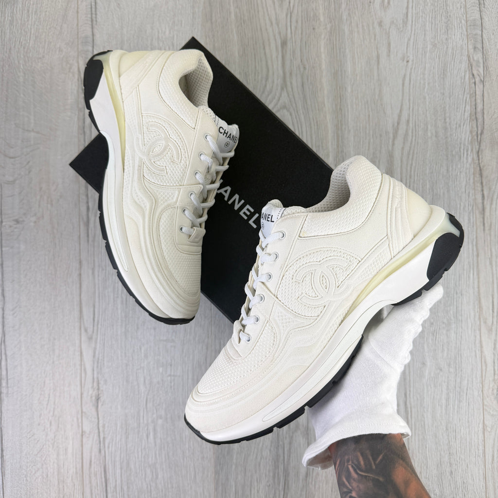 Chanel Men’s White CC Runners - Uk 11