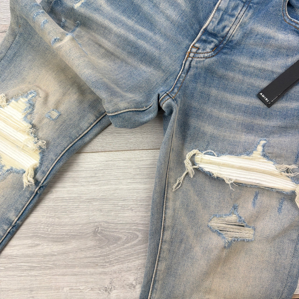Amiri Men’s Blue MX1 Distressed Ripped Jeans - Uk 30