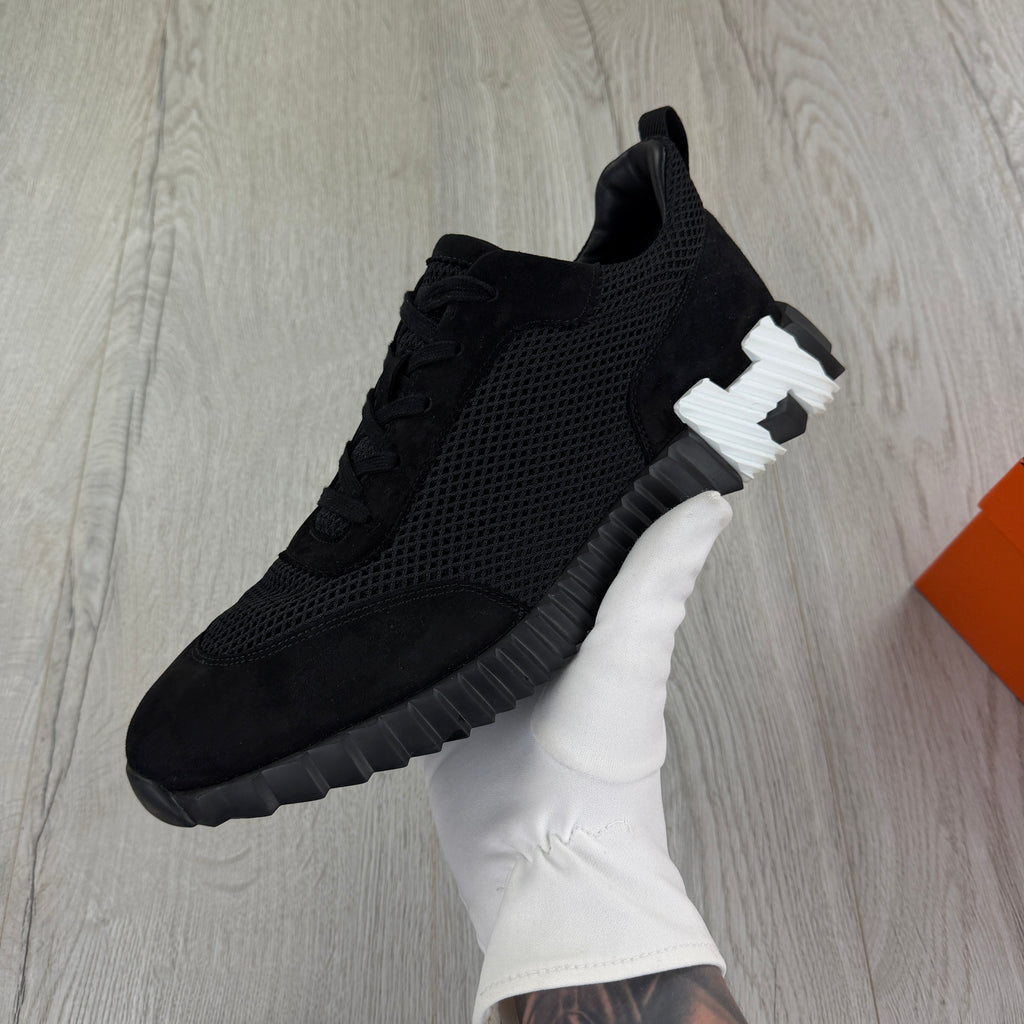 Hermes Men’s Black White Suede Bouncing Sneakers - 46 (Fit Uk 11)