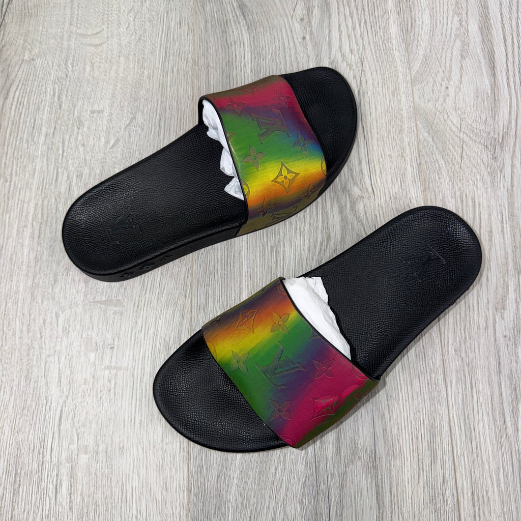 Louis Vuitton Multicolor Iridescent Monogram Rubber Waterfront Sliders - Uk 6 (Fit 7)