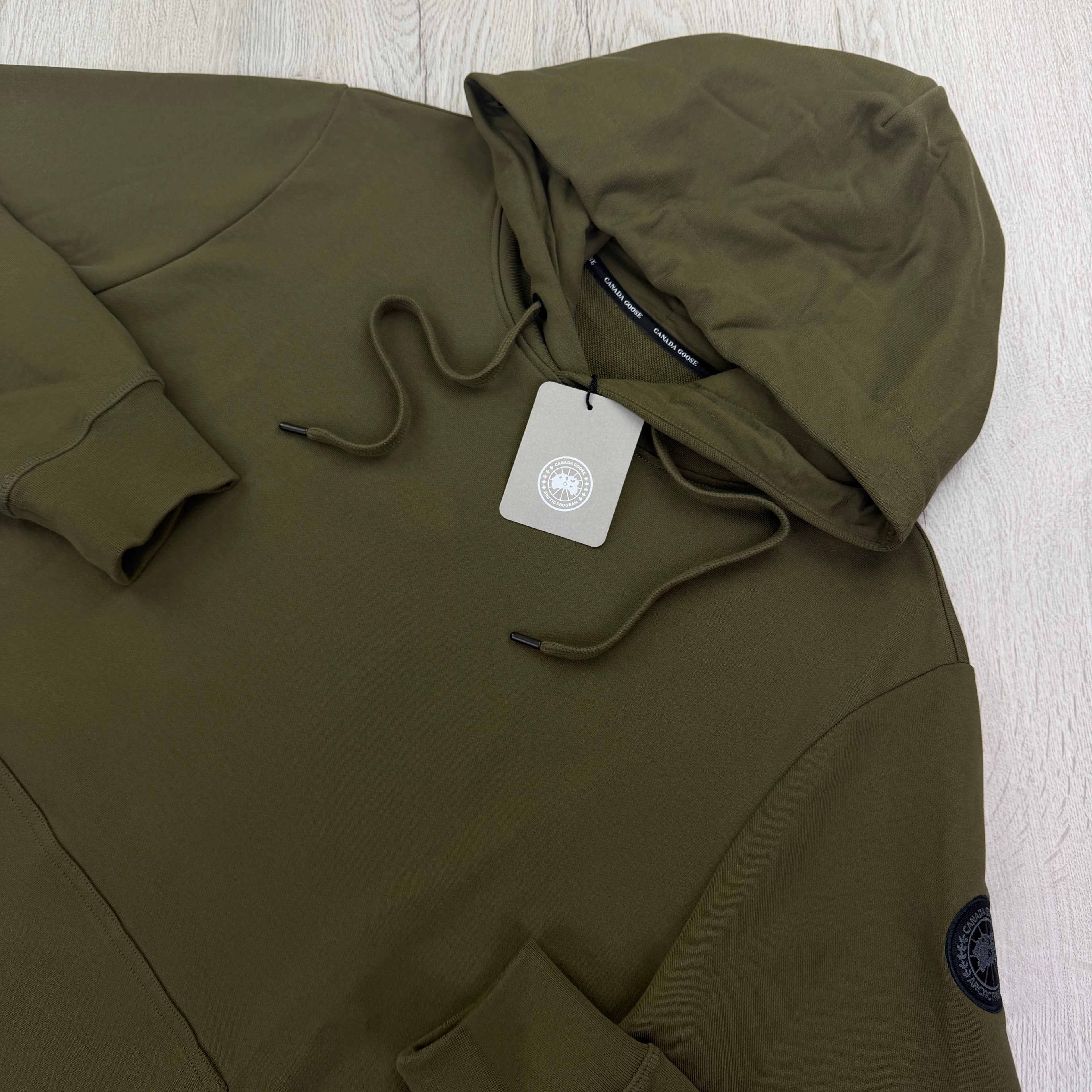 Canada Goose Men’s Black Badge Khaki Pullover Hoodie - XL