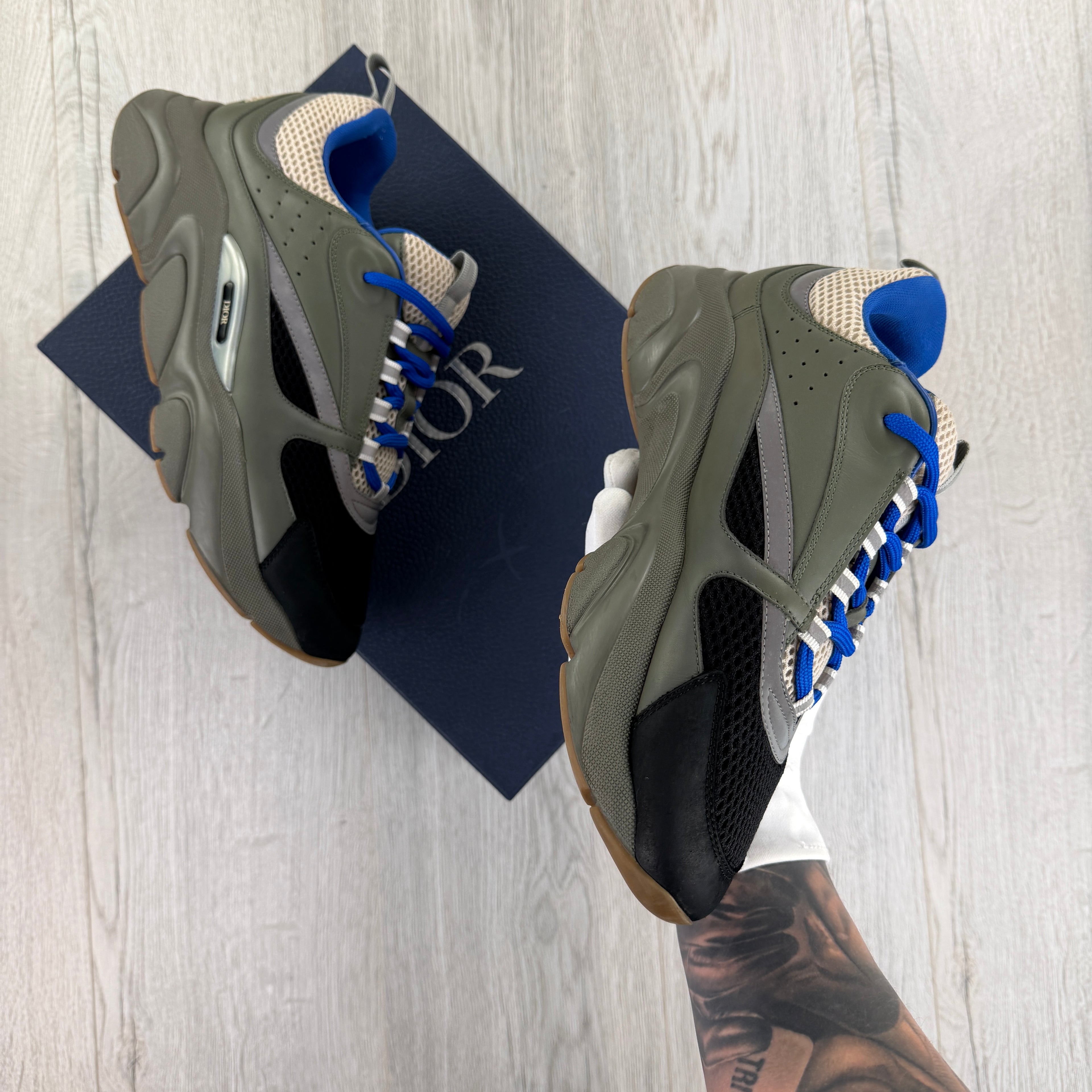 Dior B22 Men’s Khaki Green & Blue Trainers - 45 (Fit Uk 10/10.5)