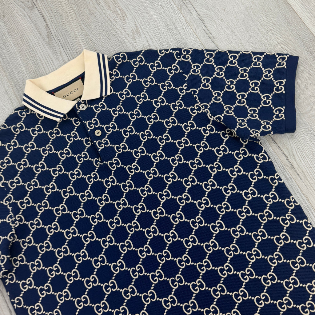 Gucci Men’s Navy GG Interlocking Polo Shirt