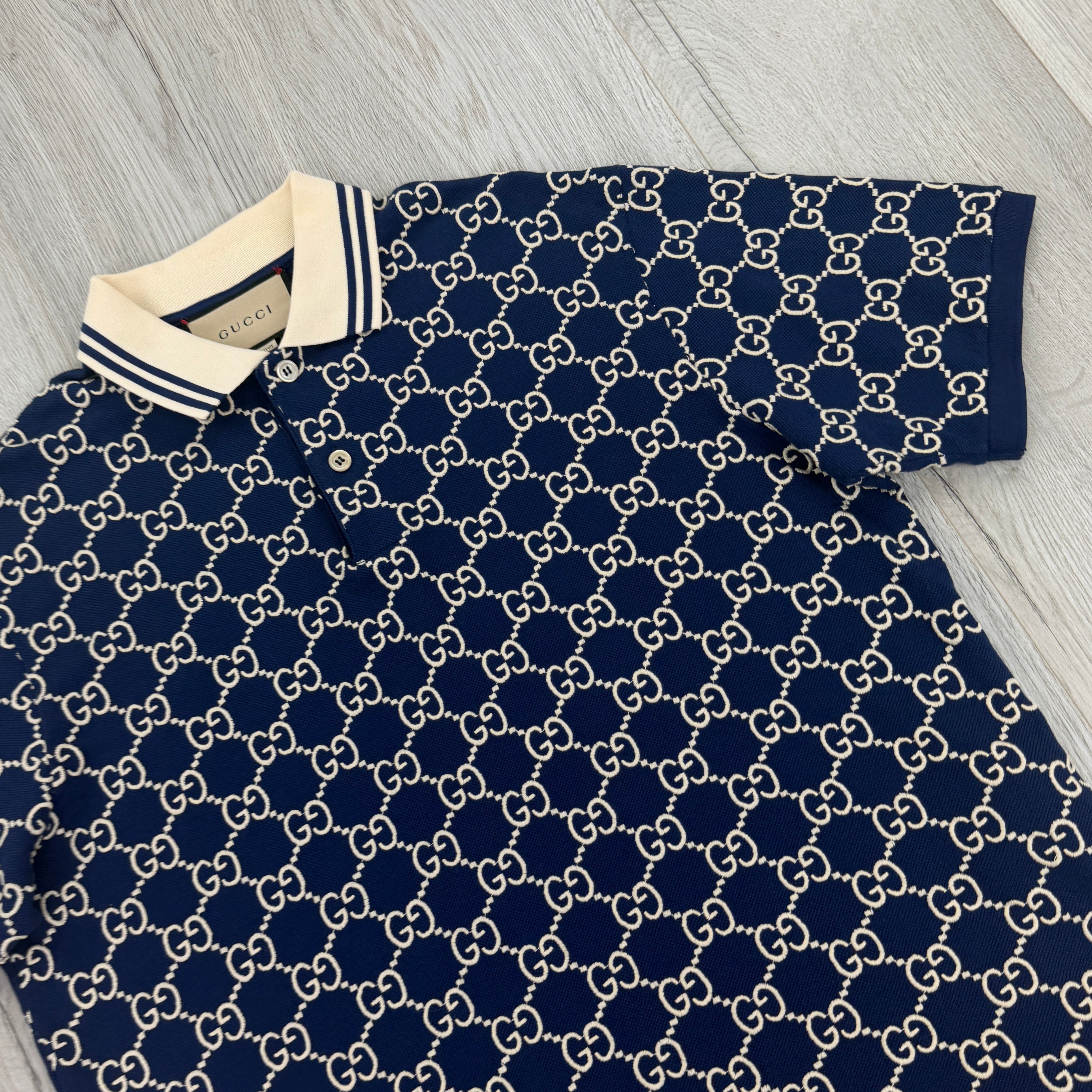 Gucci Men’s Navy GG Interlocking Polo Shirt