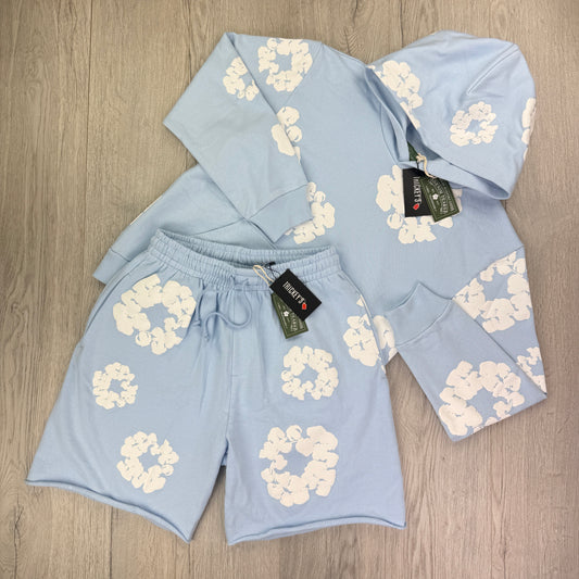 Denim Tears Men’s Baby Blue Shorts & Hoodie Set