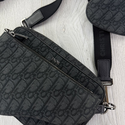 Dior Men’s Black Oblique Trio Saddle Bag