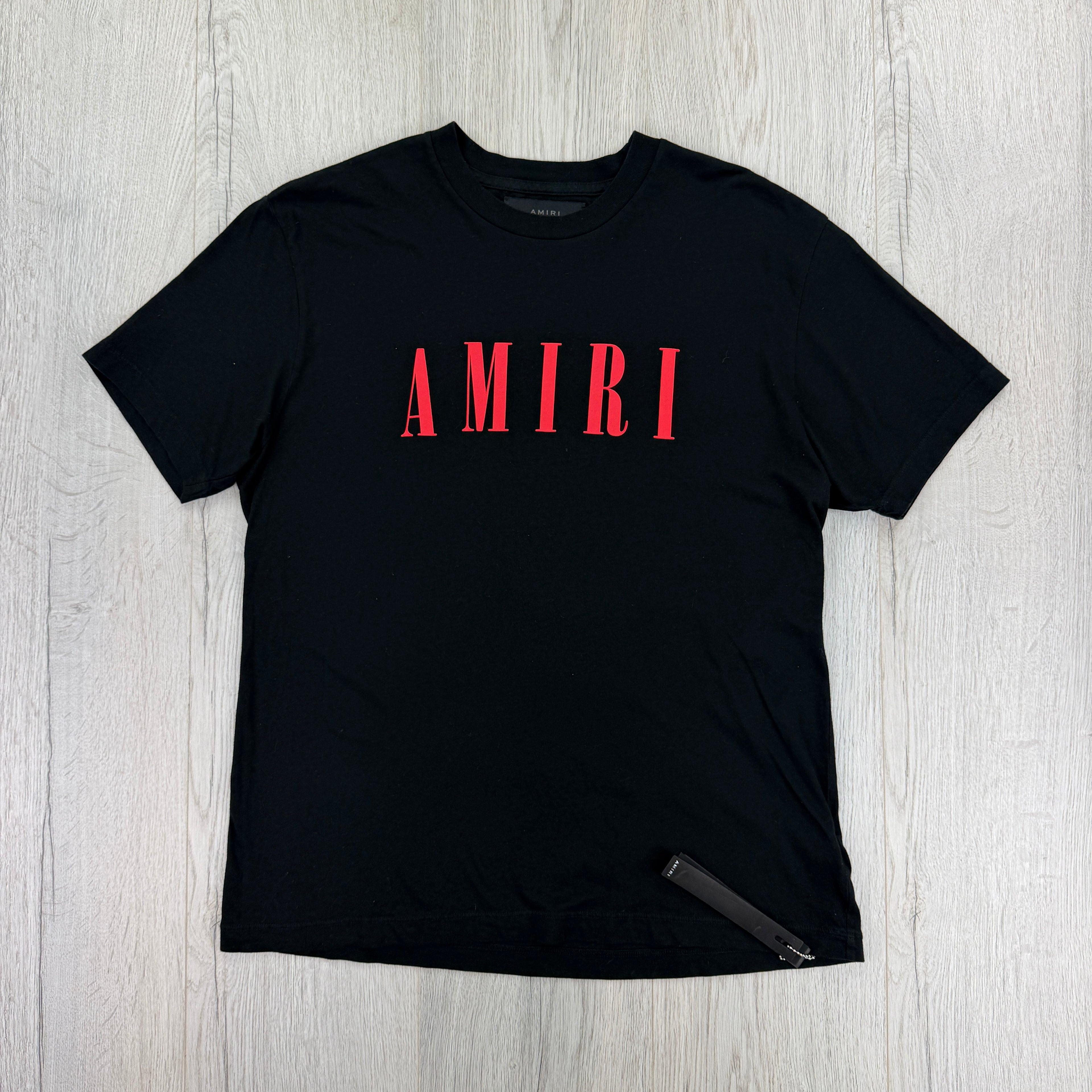Amiri Men’s Black T-shirt Red Logo - XS