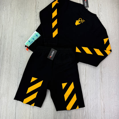 Off White Men’s Black Jumper & Shorts Set - Small