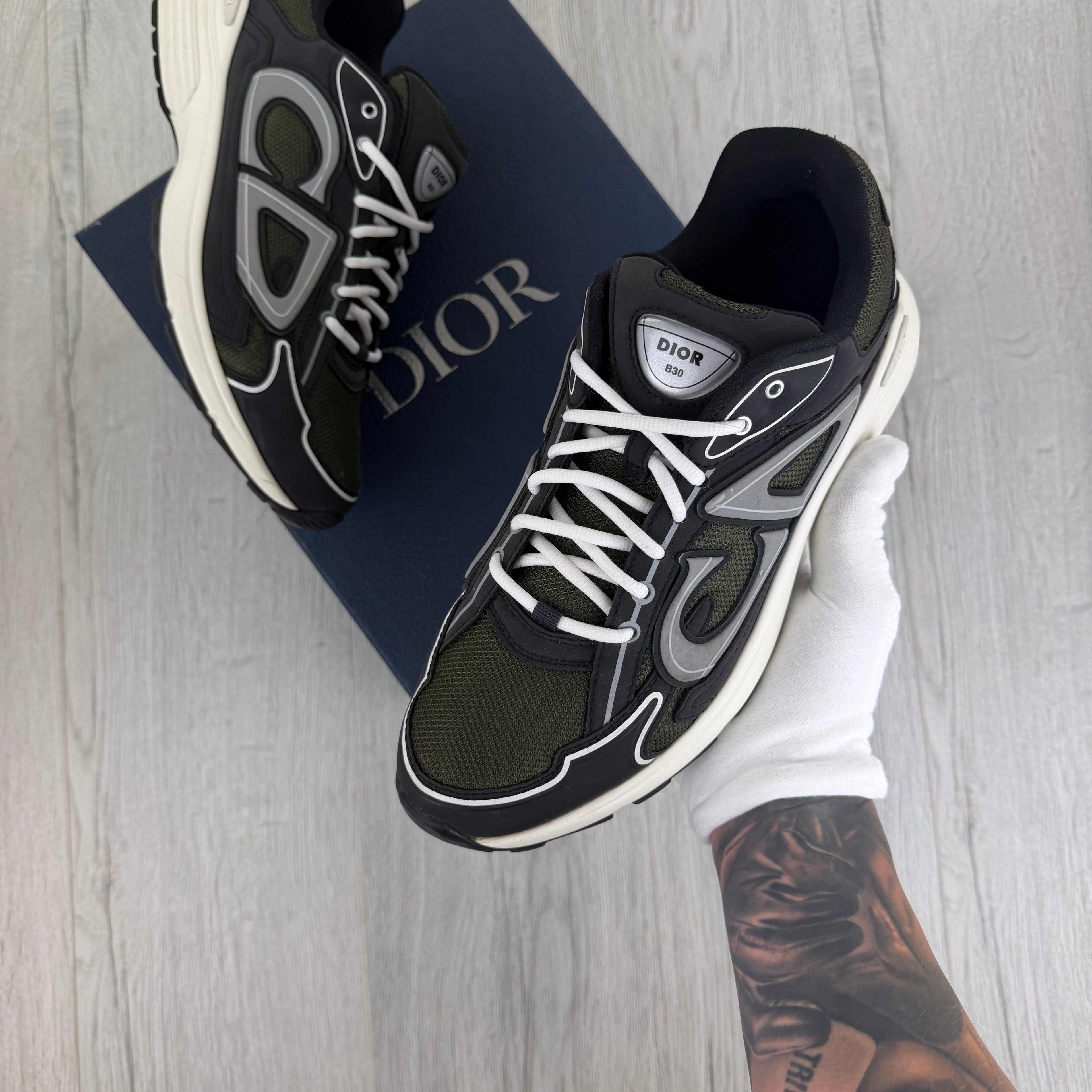 Dior B30 Men’s Khaki CD Mesh Trainers - 45 (Fit Uk 11)