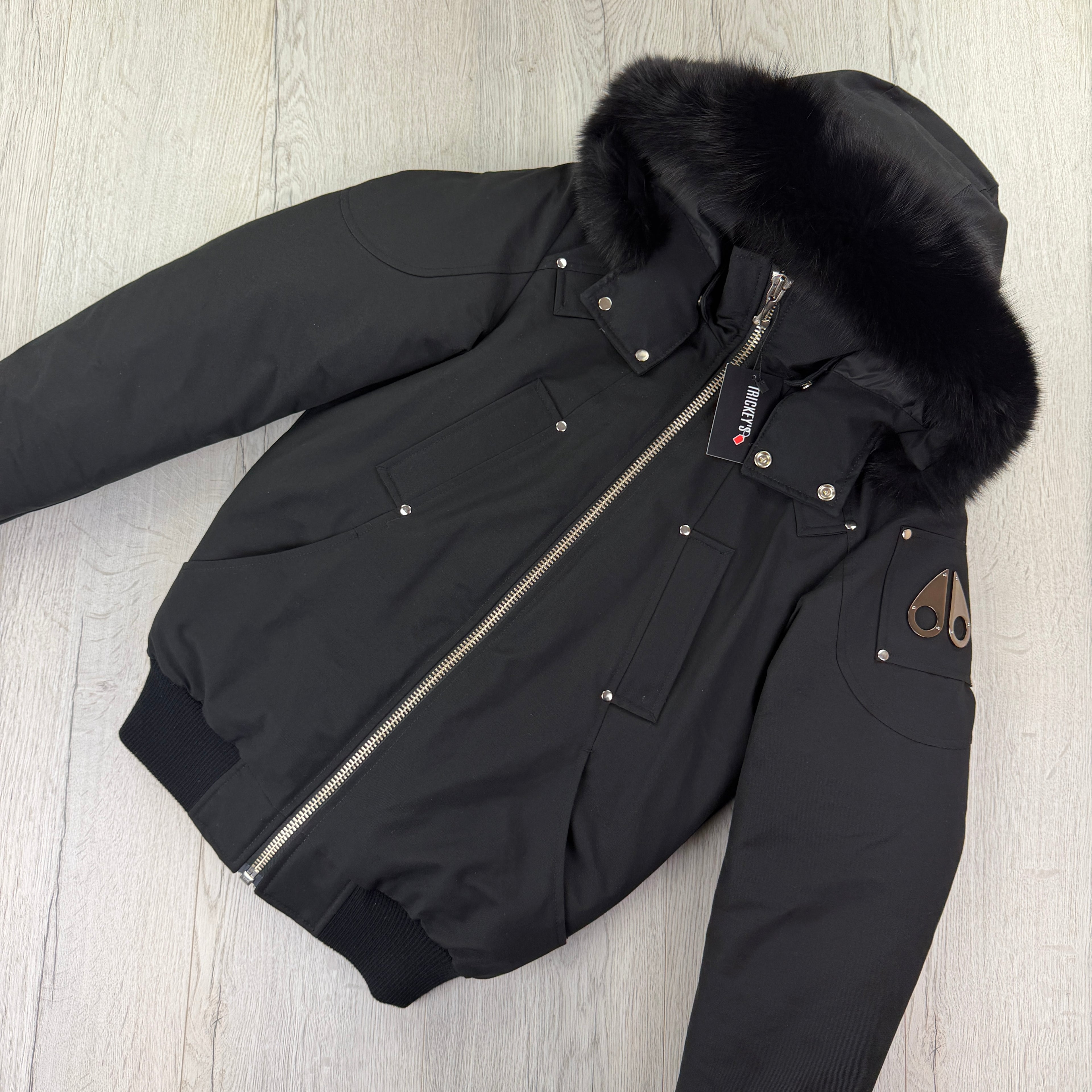 Moose Knuckles Men’s Black Zip-up Ballistic Bomber Parker Jacket - XS