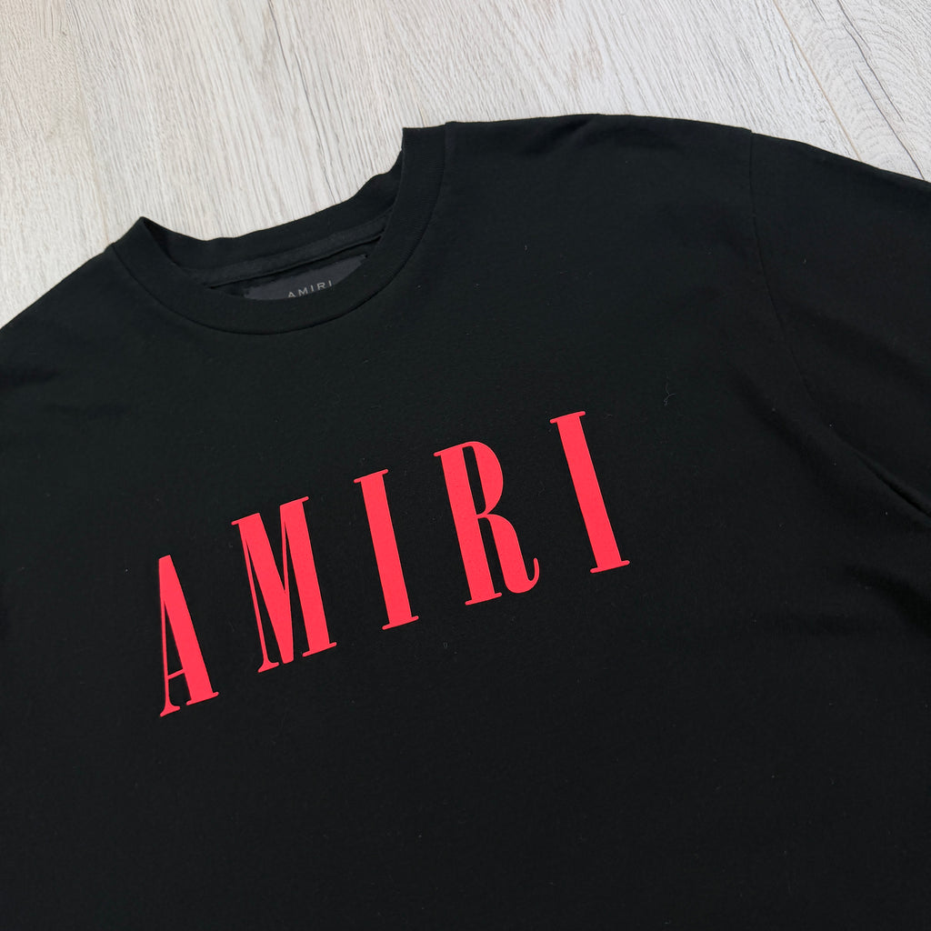 Amiri Men’s Black T-shirt Red Logo - XS
