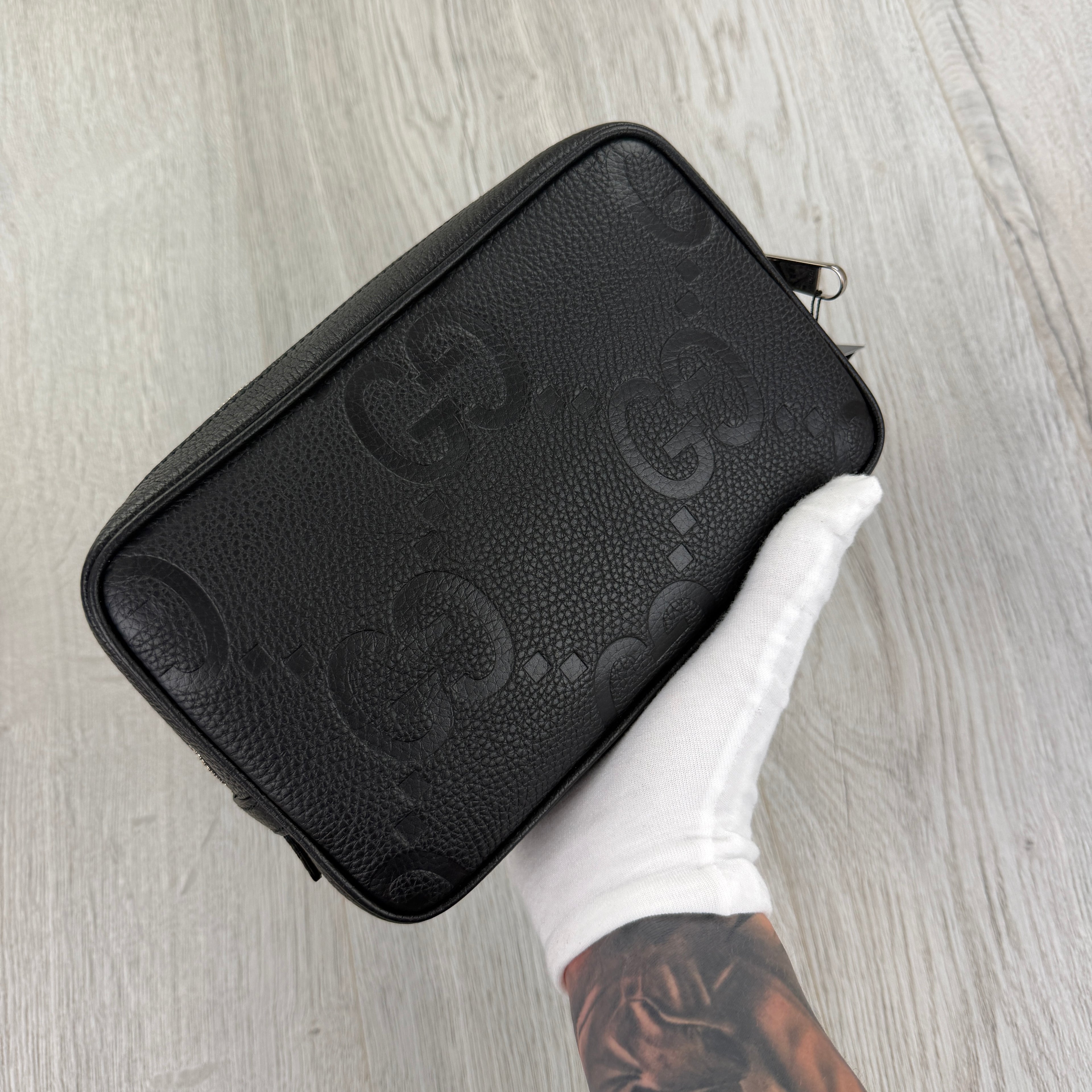 Gucci Jumbo GG Black Leather Travel Bag