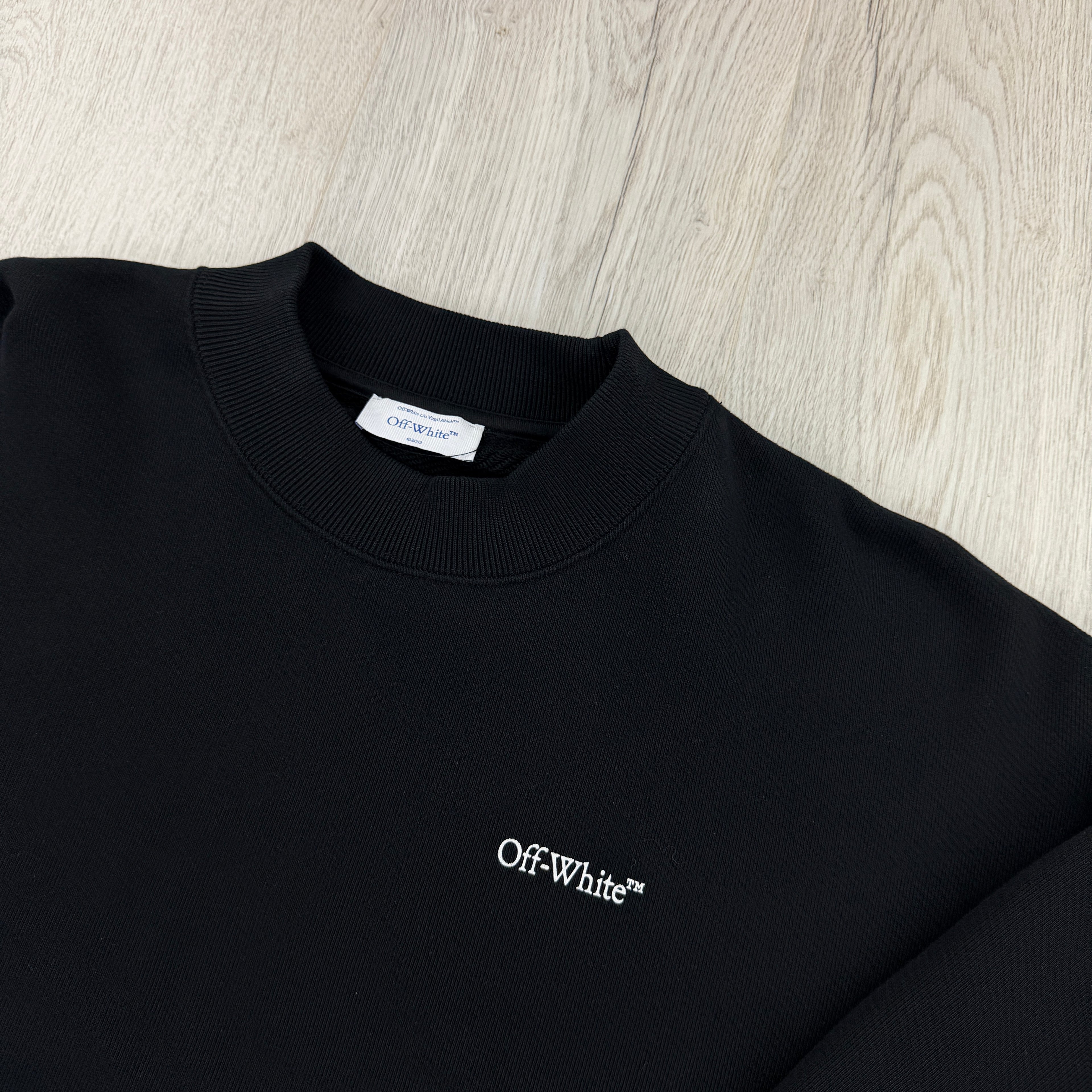 Off White Men’s Black Crewneck Jumper Oversized - Large