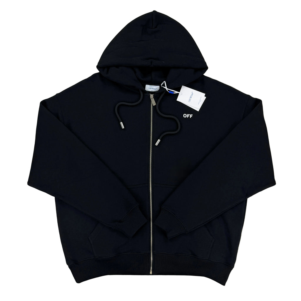 Off White Men’s Zip-up Black Hoodie - Medium