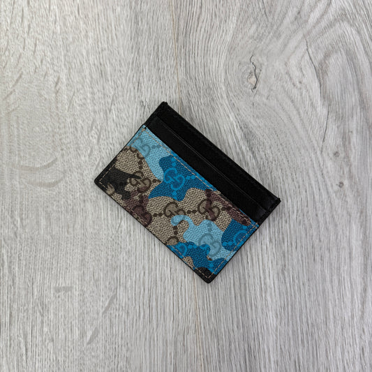 Gucci GG Blue Camo Canvas Card Holder