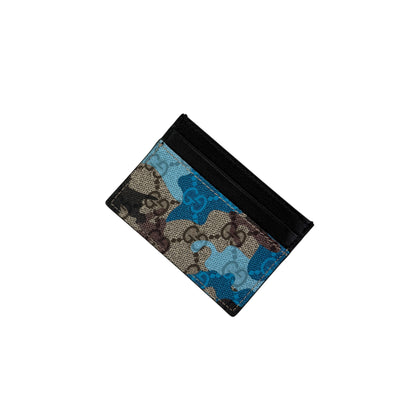 Gucci GG Blue Camo Canvas Card Holder