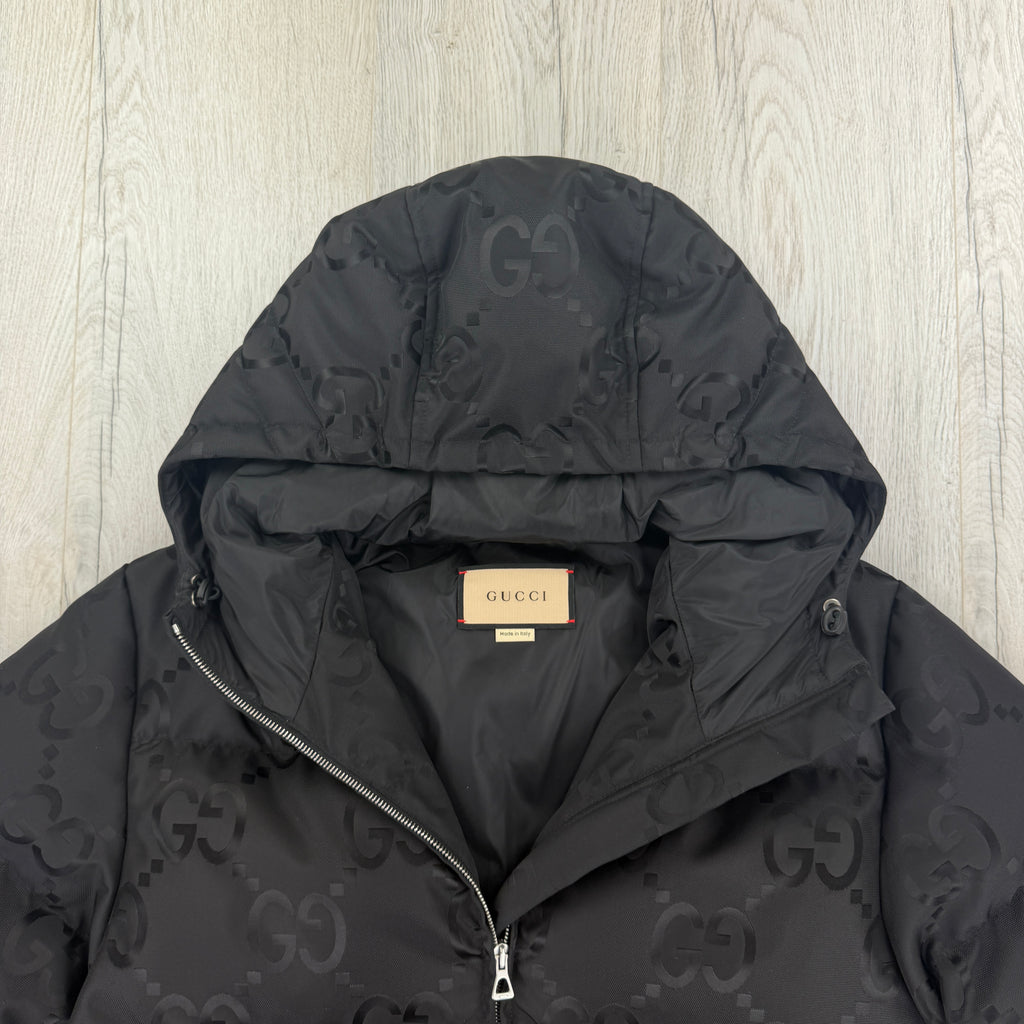 Gucci Men’s Jumbo GG Hooded Jacquard Nylon Puffer Jacket - Size 44 (Small)