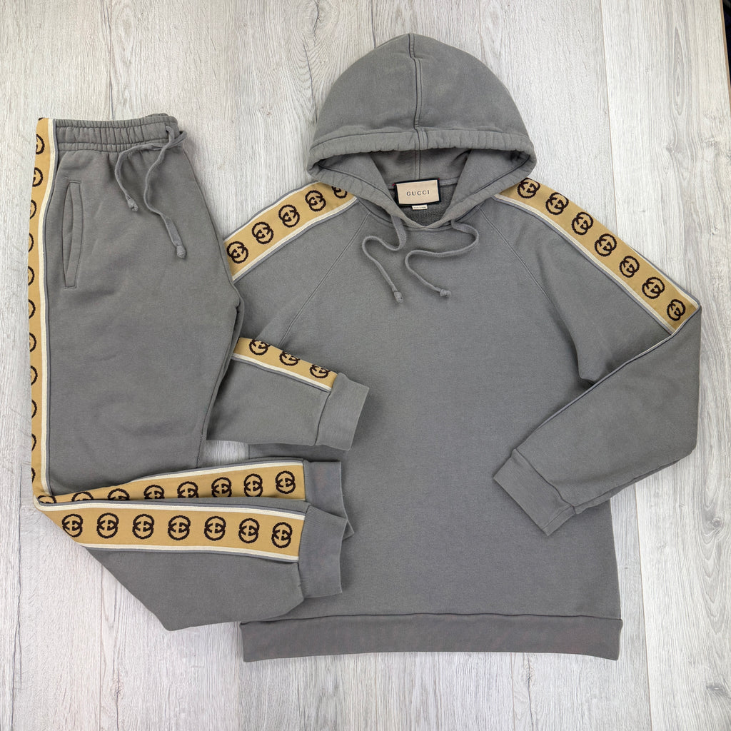 Gucci Men’s Grey Cotten Jersey Full Tracksuit - Medium