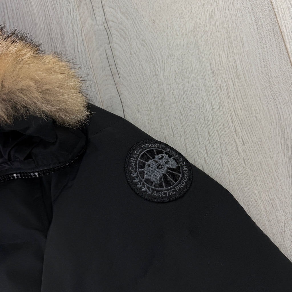 Canada Goose Men’s Black Badge  Carson Parka Jacket With Fur - Small