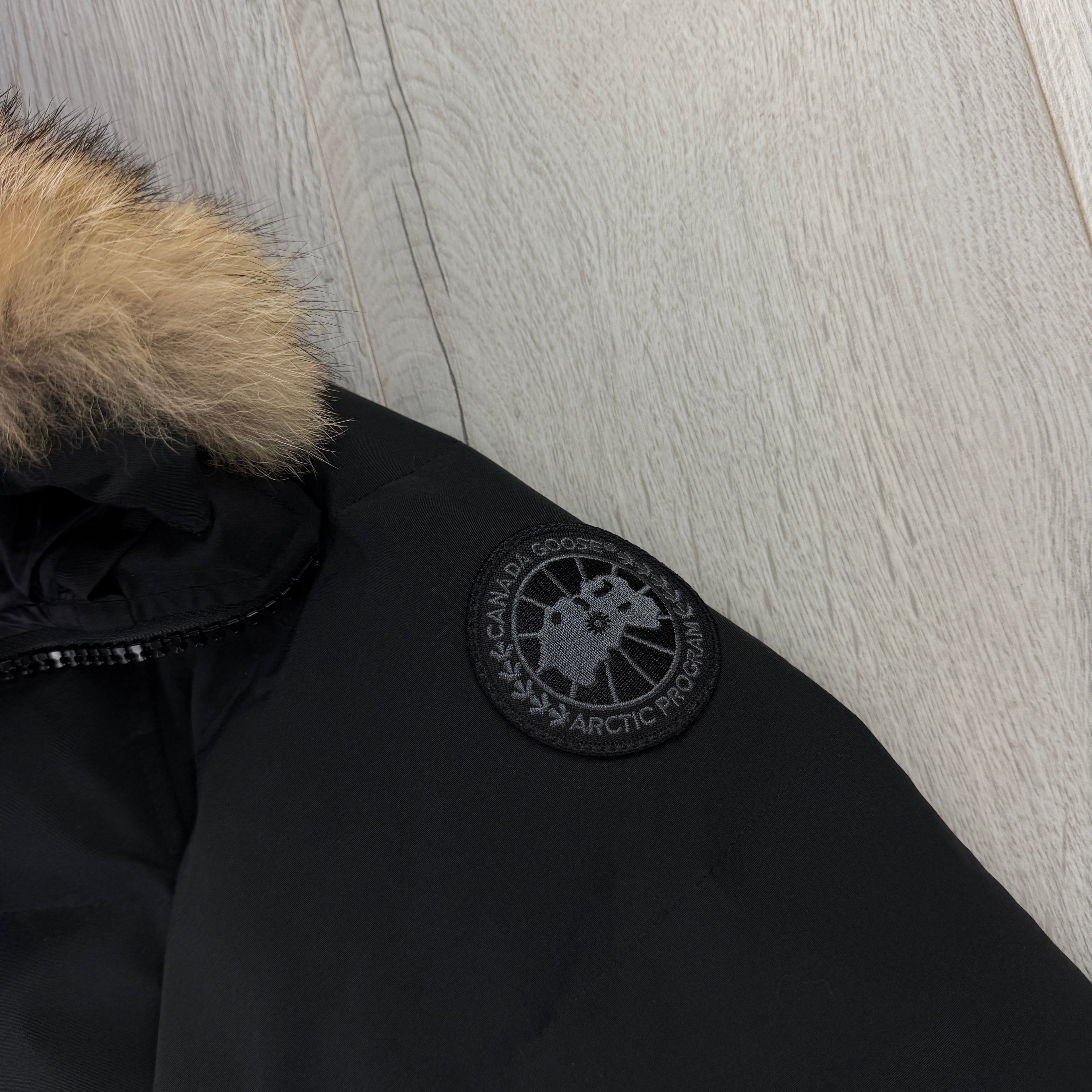Canada Goose Men’s Black Badge  Carson Parka Jacket With Fur - Small