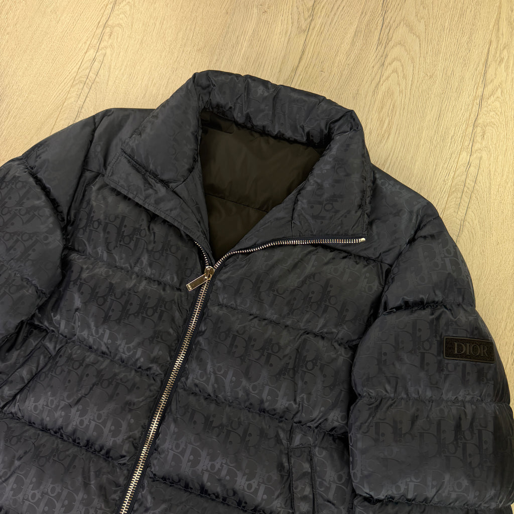 Dior Men’s Navy Oblique Zip-up Down Jacket - 48 (M/L)