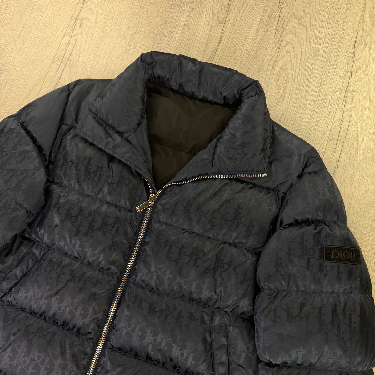 Dior Men’s Navy Oblique Zip-up Down Jacket - 48 (M/L)