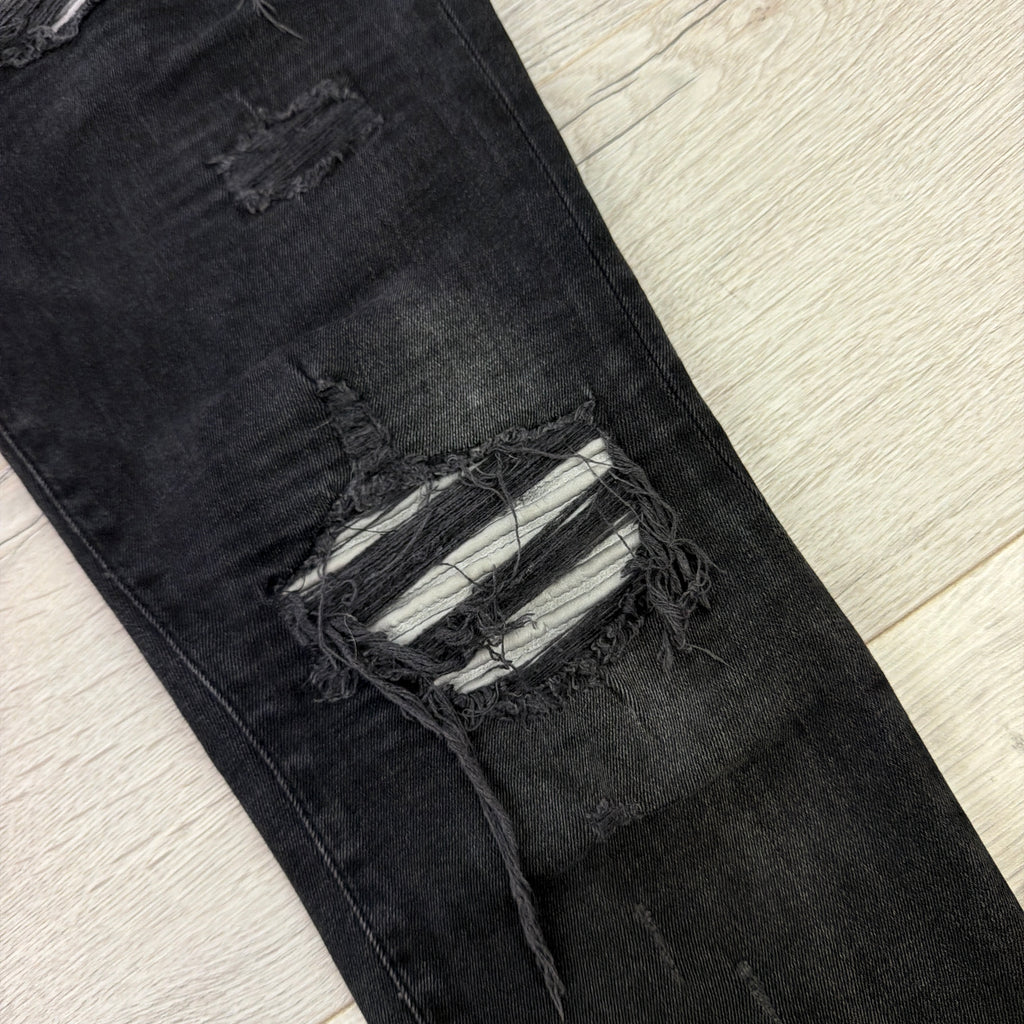 Amiri Men’s MX1 Aged Black Distressed Jeans - Uk 32