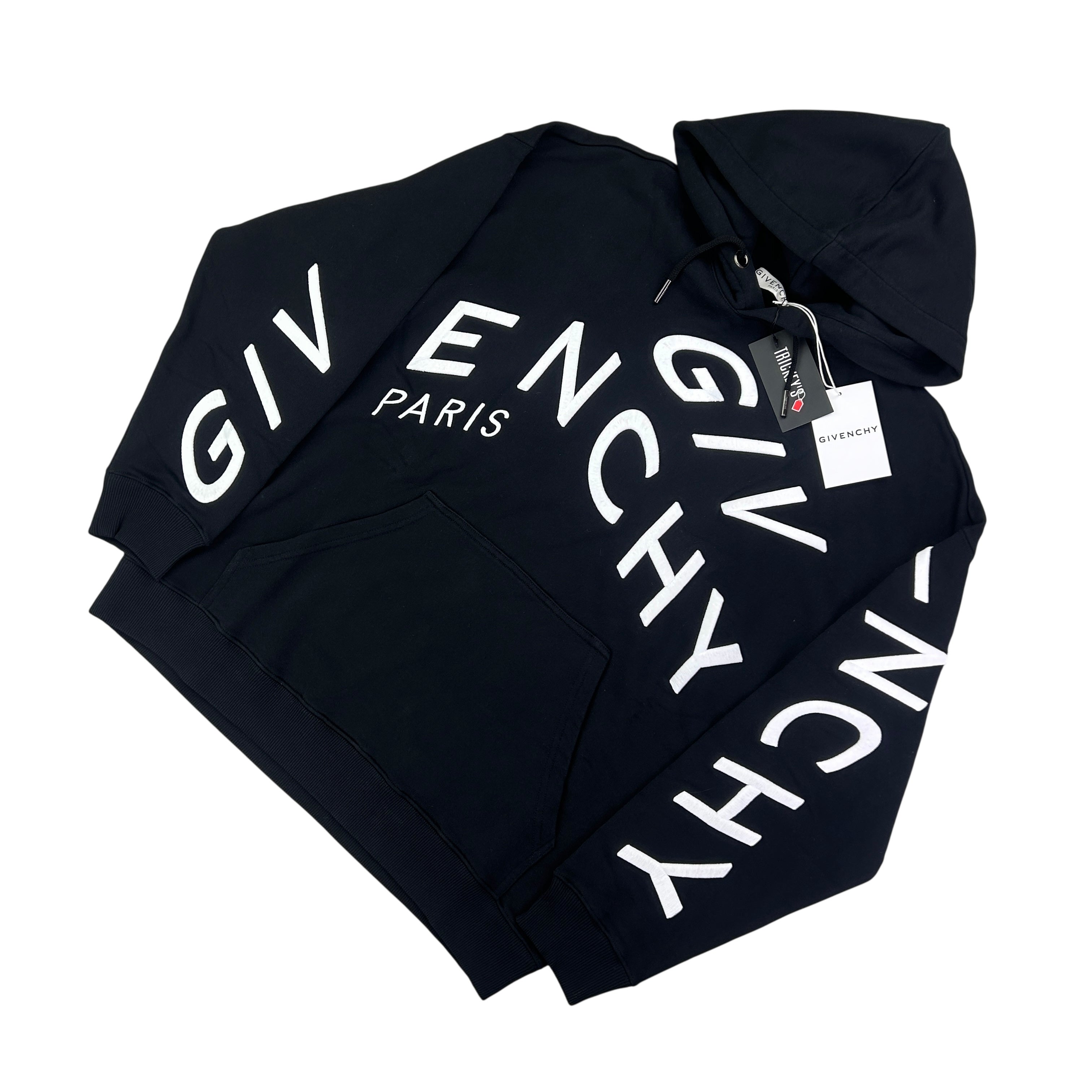 Givenchy Men’s Black Pullover Hoodie Embroidered Logo